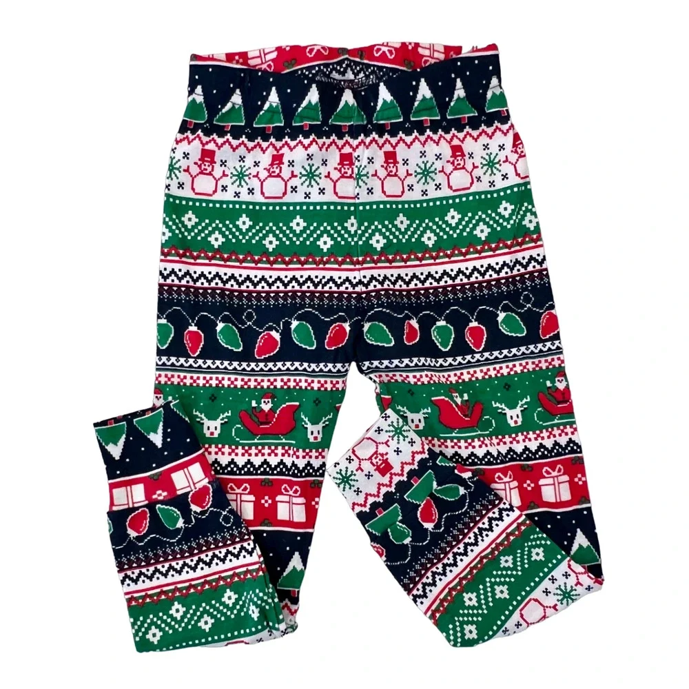 **NWT Children's Place Unisex Glow Christmas Fair Isle Cotton Pajamas - SIZE 4